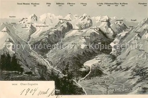AK / Ansichtskarte Oberengadin_GR Panoramakarte Oberengadin GR