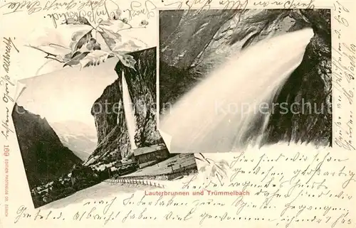 AK / Ansichtskarte Lauterbrunnen_BE Wasserfall und Truemmelbach Lauterbrunnen BE