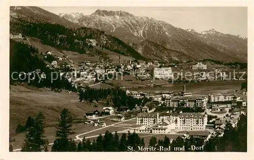 AK / Ansichtskarte St_Moritz_Bad_GR und Dorf Panorama St_Moritz_Bad_GR