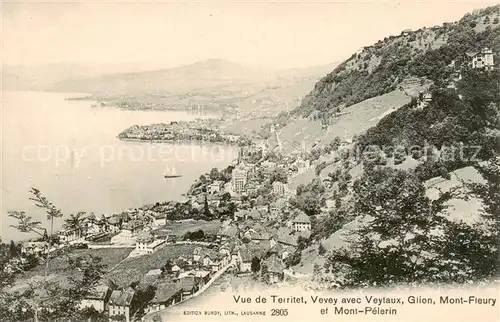 AK / Ansichtskarte Territet_Montreux_VD Vevey avec Veytaux Glion Mont Fleurie et Mont Pelerin 