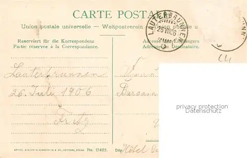 AK / Ansichtskarte Lauterbrunnen_BE Strasse und Wasserfall im Lauterbrunnental Lauterbrunnen BE