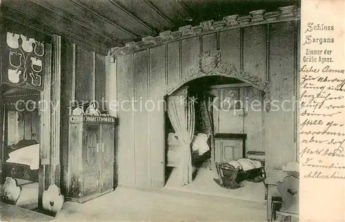 AK / Ansichtskarte Sargans_SG Schloss Sargans Zimmer der Graefin Agnes 