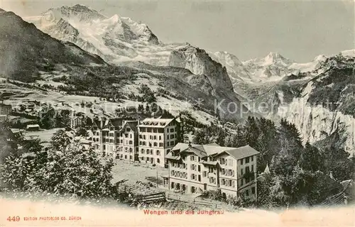 AK / Ansichtskarte Wengen__BE mit der Jungfrau 