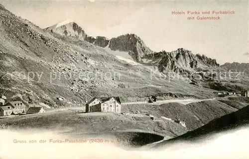 AK / Ansichtskarte Furka_2431m_UR Hotels Furka und Furkablick mit Galenstock 
