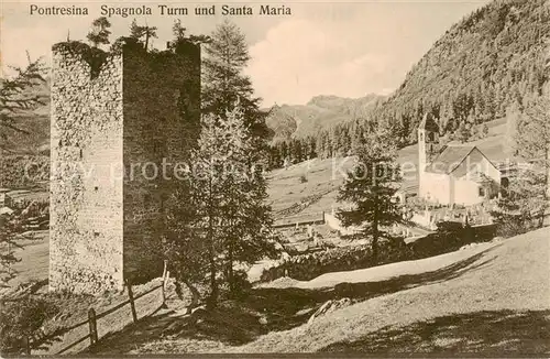 AK / Ansichtskarte Pontresina Spagnola Turm und Santa Maria Pontresina