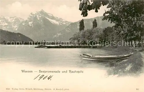 AK / Ansichtskarte Weesen__Walensee_SG Seepromenade und Rautispitz 