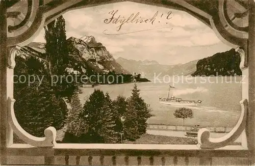 AK / Ansichtskarte Weesen__Walensee_SG Grand Hotel Weesen Schwert Blick von der Veranda 