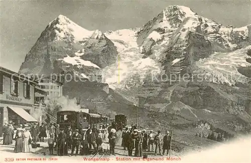 AK / Ansichtskarte Wengen__BE Wengernalp Station mit Eiger und Moench 