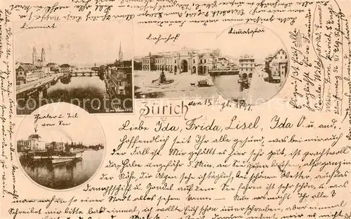 AK / Ansichtskarte Zuerich_ZH Limmat Bahnhof Limmatquai Theater Zuerich_ZH