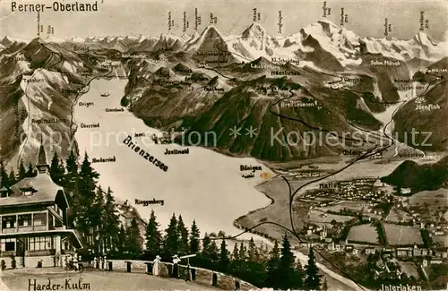 AK / Ansichtskarte Harderkulm_Interlaken_BE Panoramakarte mit Berner Oberland 