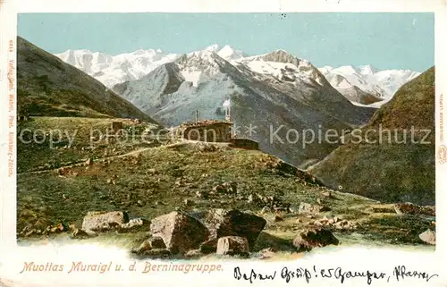 AK / Ansichtskarte Muottas_Muragl_Muottas_Murail_2453m_GR mit der Berninagruppe 
