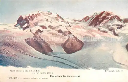 AK / Ansichtskarte Gornergrat_Zermatt_VS Mont Rose Nordend Dufour Spitze Lyskamm 