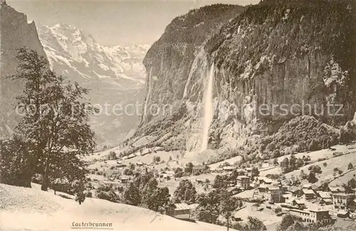 AK / Ansichtskarte Lauterbrunnental mit Wasserfall Lauterbrunnental