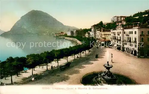 AK / Ansichtskarte Lugano_Lago_di_Lugano_TI Quai e Monte San Salvatore 