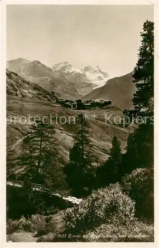 AK / Ansichtskarte Zermatt_VS mit Rimpfischhorn und Strahlhorn Zermatt_VS
