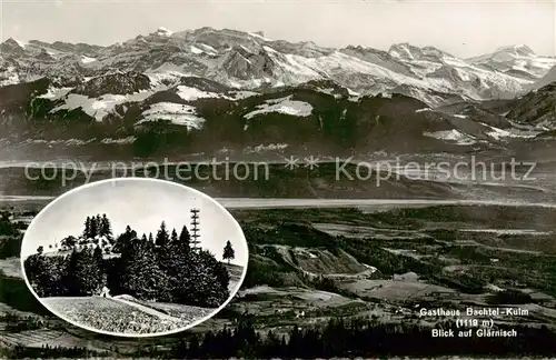 AK / Ansichtskarte Bachtel__Kulm_ZH Gasthaus Bachtel Kulm mit Glaernischblick 