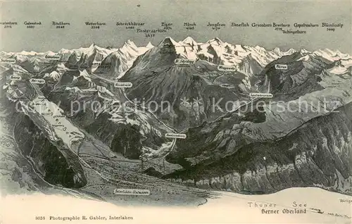 AK / Ansichtskarte Berner_Oberland Panoramakarte mit Thunersee Berner_Oberland