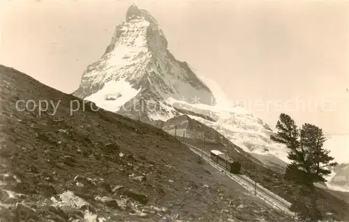 AK / Ansichtskarte Zermatt_VS Gornergratbahn auf Riffelalp mit Matterhorn Zermatt_VS