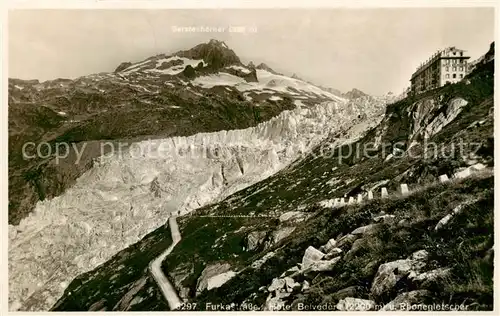 AK / Ansichtskarte Furka_2431m_UR Hotel Belvedere mit Rhonegletscher 