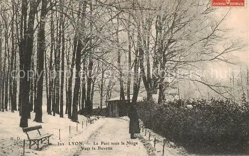 AK / Ansichtskarte Lyon_France Le Parc sous la Neige Vers la Buvette Lyon France