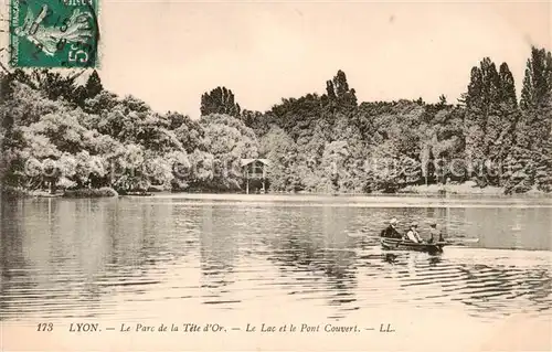 AK / Ansichtskarte Lyon_France Le Parc de la Tete dOr Le Lac et le Pont Couvert Lyon France