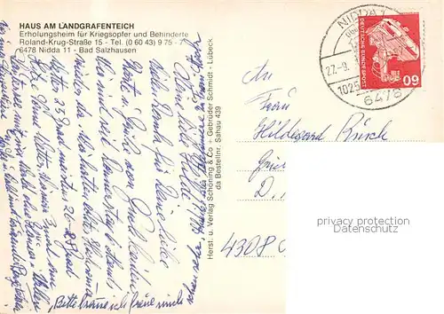 AK / Ansichtskarte 73828625 Bad_Salzhausen Haus am Landgrafenteich Gastraeume Park Bad_Salzhausen