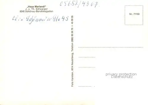 AK / Ansichtskarte 73828657 Schoenau_Berchtesgaden Haus Mariandl Schoenau Berchtesgaden