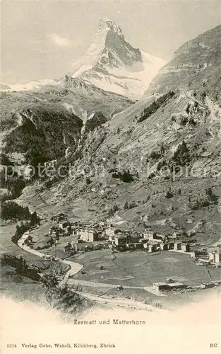 AK / Ansichtskarte Zermatt_VS mit Matterhorn Zermatt_VS
