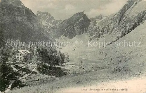 AK / Ansichtskarte Seealpsee_Saentis_IR mit Altmann und Saentis 