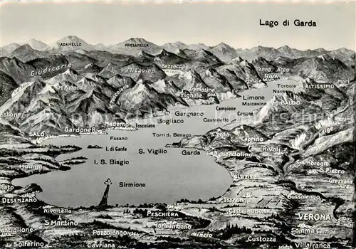 AK / Ansichtskarte 73828811 Lago_di_Garda Panoramakarte Lago_di_Garda