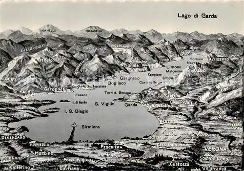 AK / Ansichtskarte  Lago_di_Garda Panoramakarte Lago_di_Garda