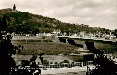 AK / Ansichtskarte  Porta_Westfalica Neue Weserbruecke Wittekindsberg mit Kaiser Wilhelm Denkmal Porta_Westfalica