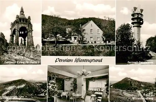 AK / Ansichtskarte 73828845 Minden__Westfalen_Weser Denkmal Kaiser Wilhelm I Pension Wiesengrund Fernsehturm Jacobsberg Wittekindsberg 
