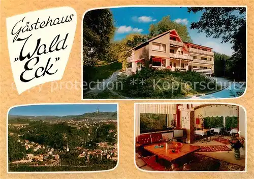 AK / Ansichtskarte  Hausberge_Porta_Westfalica Gaestehaus Wald-Eck Gaststube Panorama 