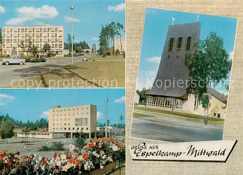 AK / Ansichtskarte  Mittwald_Espelkamp Breslauer Strasse Wohnsiedlung Thomaskirche Rathaus Mittwald Espelkamp