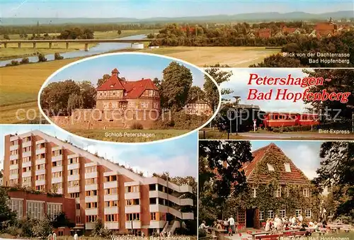 AK / Ansichtskarte  Bad_Hopfenberg Panorama Blick von Dachterrasse Schloss Petershagen Weserkurklinik Restaurant Bad_Hopfenberg