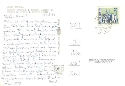 AK / Ansichtskarte  Ceska_Trebova Namesti Sbratreni Odborne uciliste ze Jeznicni Javorka Celkovy pohled Ceska Trebova