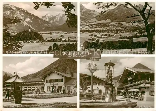 AK / Ansichtskarte 73829085 Ruhpolding Rauschberg und Sonntagshorn Hochfelln Am Kurhaus Dorfplatz Ruhpolding