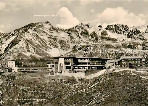 AK / Ansichtskarte  Nebelhornbahn Bergstation mit Hotel Hoefatsblick und Edmund Probsthaus Nebelhorngipfel Nebelhornbahn