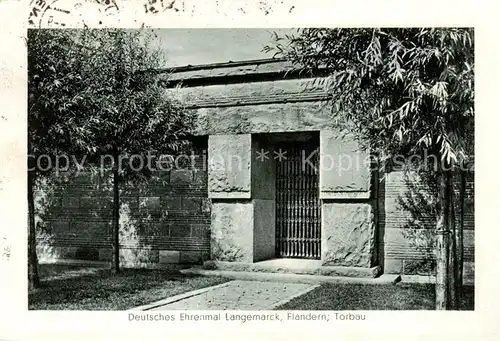 AK / Ansichtskarte  Langemarck_West-Vlaanderen_Belgie Deutsches Ehrenmal Torbau 