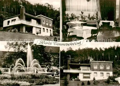 AK / Ansichtskarte  Bad_Driburg Haus Tannenheim Gaststube Fontaene im Kurpark Bad_Driburg