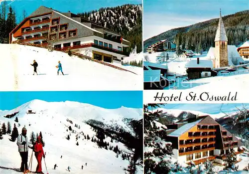 AK / Ansichtskarte  Bad_Kleinkirchheim_Kaernten_AT Hotel St Oswald Skipiste Kirche 