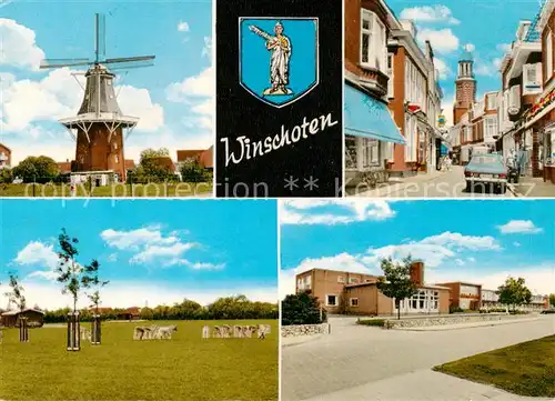 AK / Ansichtskarte 73829217 Winschoten_Winschooten_NL Windmuehle Strassenpartie Park Gebaeude 