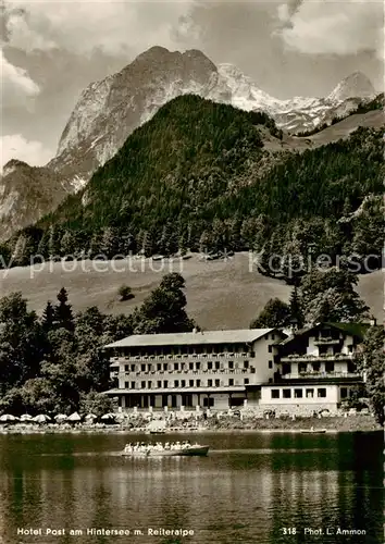 AK / Ansichtskarte  Hintersee_Berchtesgaden Hotel Post am Hintersee mit Reiteralpe Hintersee Berchtesgaden