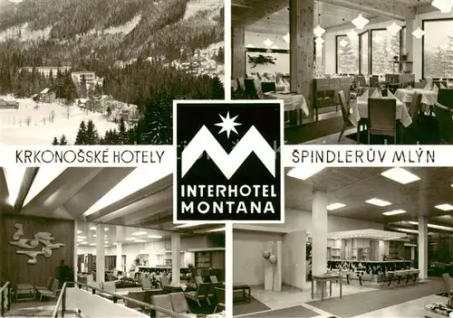 AK / Ansichtskarte  Spindleruv_Mlyn_Spindelmuehle_Riesengebirge_CZ Interhotel Montana Celkovy pohled Restaurace Hala Snack Bar 