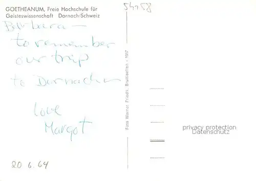 AK / Ansichtskarte Dornach__SO Goetheanum Freie Hochschule fuer Geisteswissenschaft  