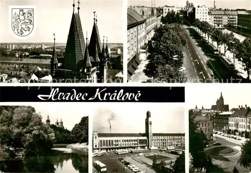 AK / Ansichtskarte 73829364 Hradec_Kralove_Koeniggraetz_CZ Pohled pres veze domu Gottwaldovo namesti Soutok Labe s Orlici Nadrazi Hotel Bystrica 