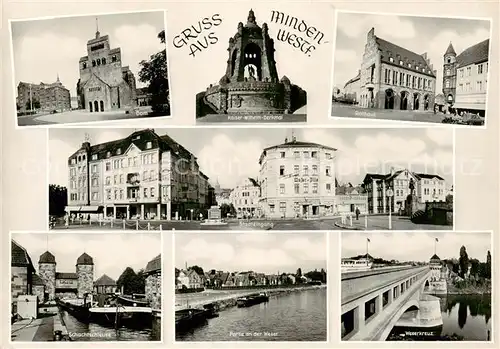 AK / Ansichtskarte  Minden__Westfalen_Weser Dom Kaiser Wilhelm Denkmal Rathaus Stadteingang Schachtschleuse Weserpartie Weserkreuz 