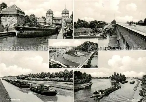 AK / Ansichtskarte  Minden__Westfalen_Weser Schleuse Westfaelische Pforte Mittelandkanal Bruecke ueber die Weser Mittellandkanal Weserkreuz 