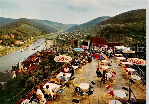 AK / Ansichtskarte  Hirschhorn_Neckar Schloss Hotel auf der Burg Terrasse  Hirschhorn Neckar